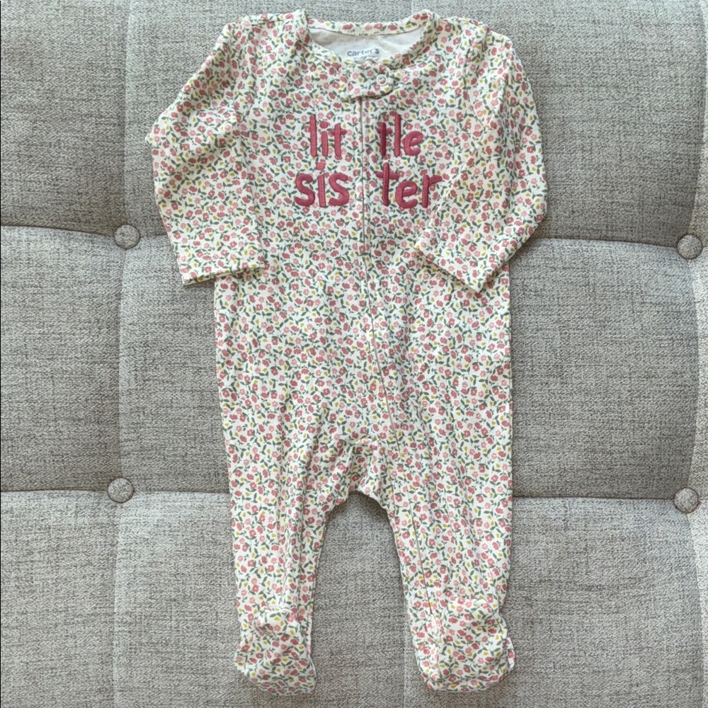 Carter's Floral Little Sister Footie - Pink and Green